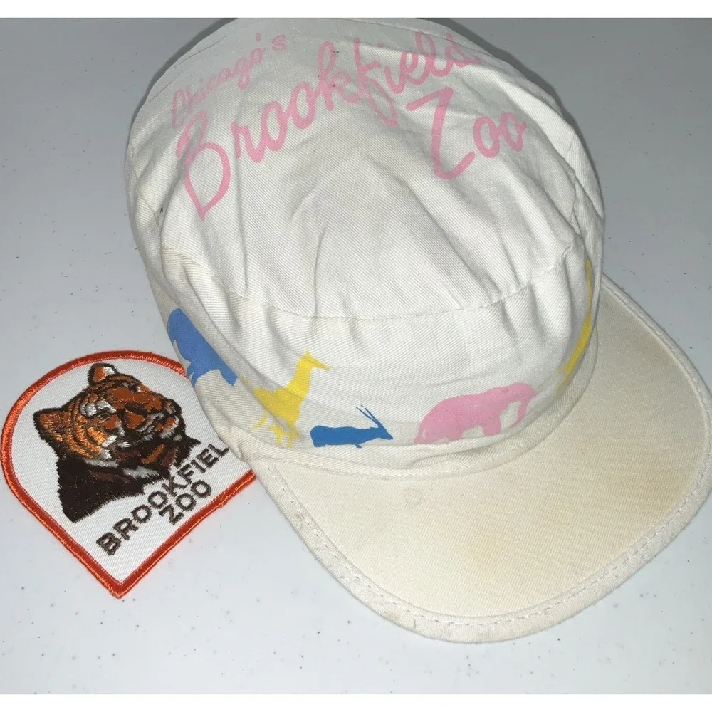 Vintage Brookfield Zoo Chicago Souvenir‎ Hat Embroidered Patch Lot Of 2 Illinois
